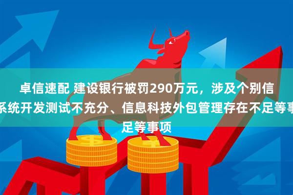 卓信速配 建设银行被罚290万元，涉及个别信息系统开发测试不充分、信息科技外包管理存在不足等事项